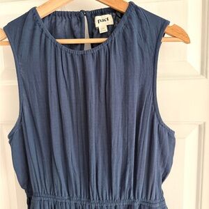 Pact Sleeveless back Cutout Gauze Midi Blue